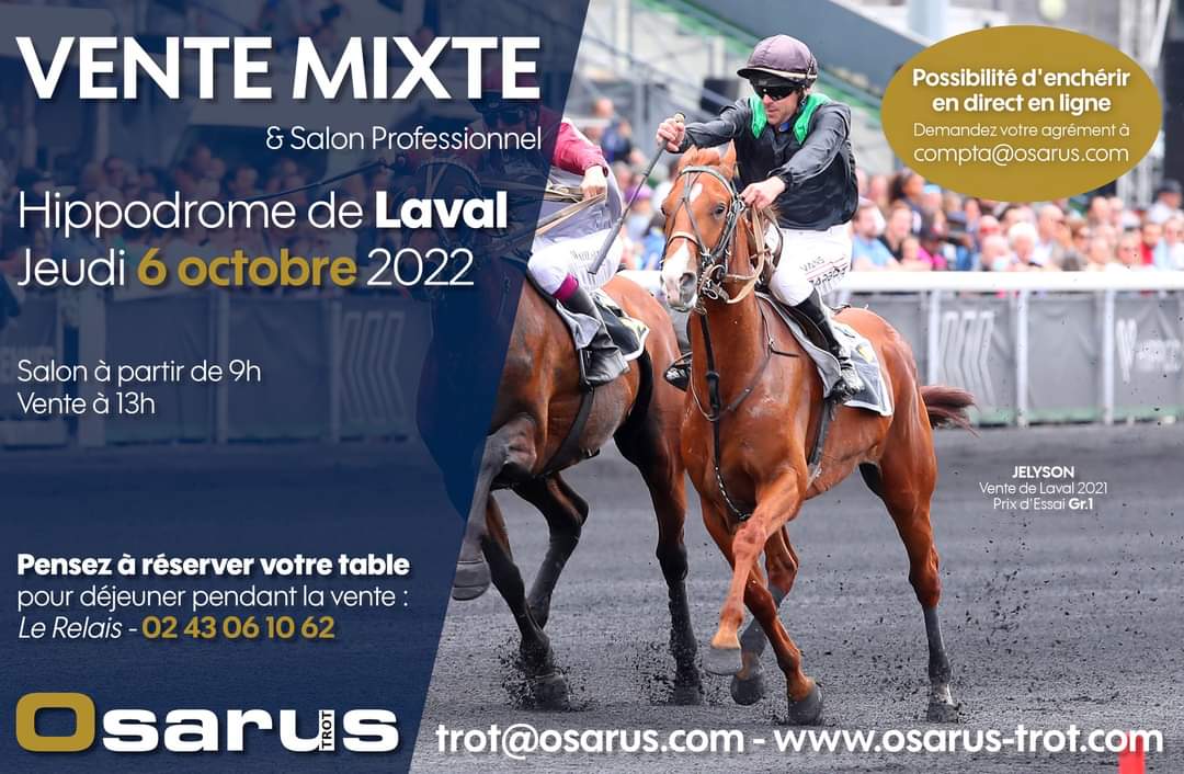 Salon professionnel et vente de chevaux sur hippodrome à Laval le 6 Octobre 2022