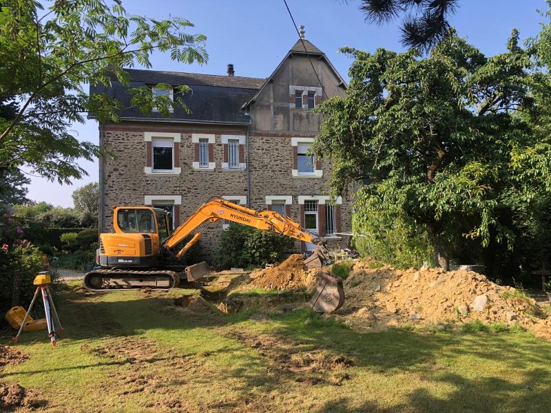 Chantier d'installation assainissement non collectif.